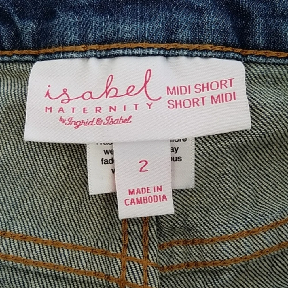 Isabel Maternity Midi Side Panel Maternity Denim Shorts Blue Size 2/26